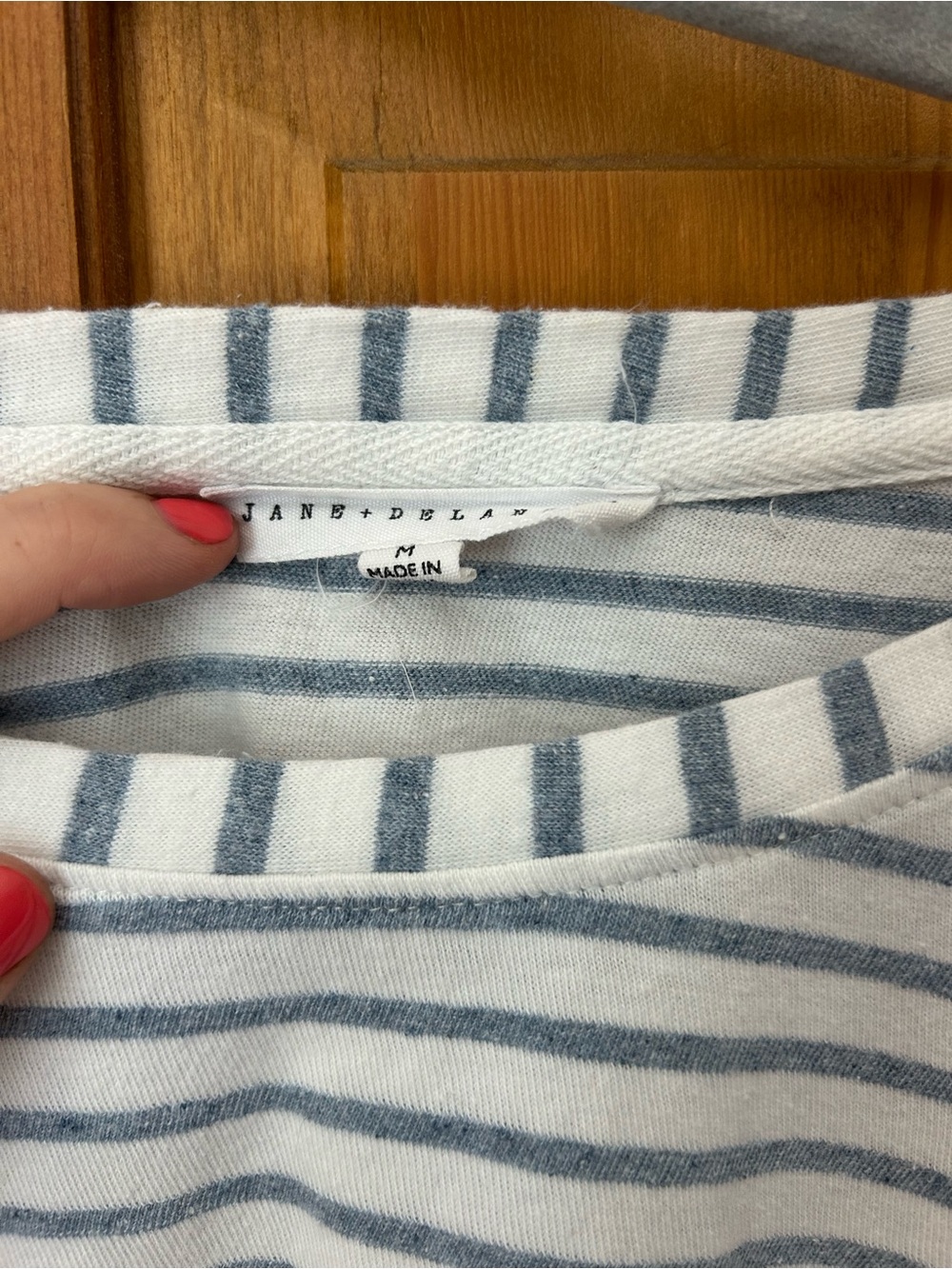 Jane and Delancey Blue and White Striped Ruffle Sleeve Tee - Picture 3 of 3
